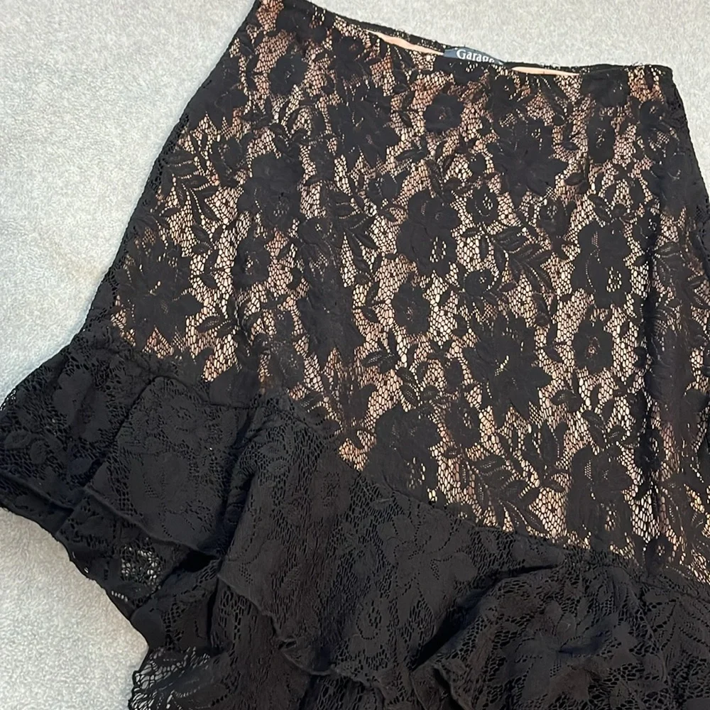 Whimsigoth Fairy Grunge Lace Skirt Large Vamp Asymmetrical Floral Witchy